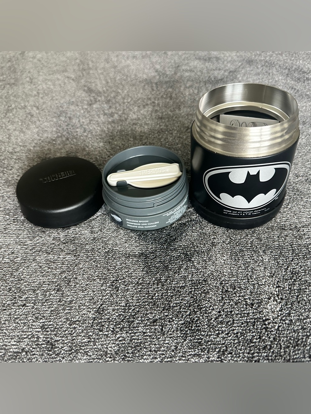 Batman Thermos Funtainer Black Stainless Steel Food Jar Container, 10 oz/290mL